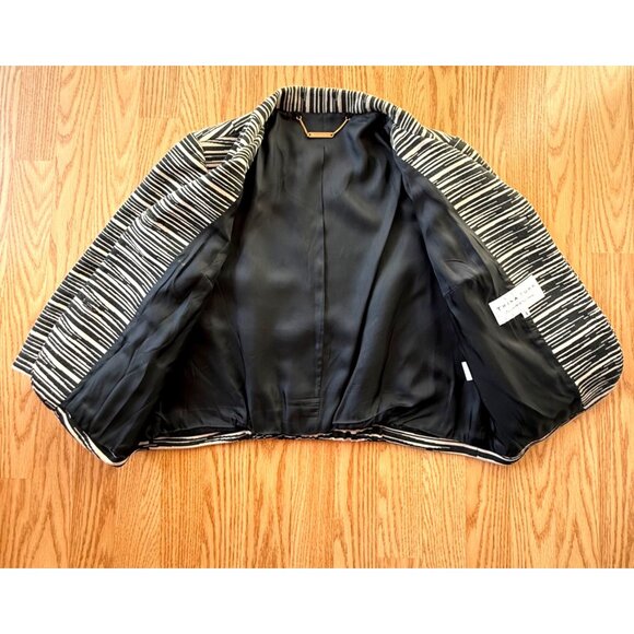 Trina Turk Jacket Size 6 Black Cream Abstract Cropped Blazer Vintage USA Made - Picture 3 of 13